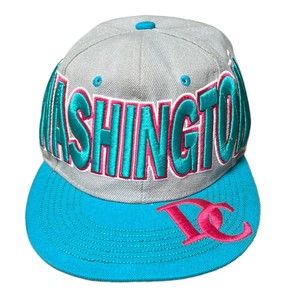 City Hunter Washington DC Turquoise Pink Gray Embroidered Snap Back Hat Cap